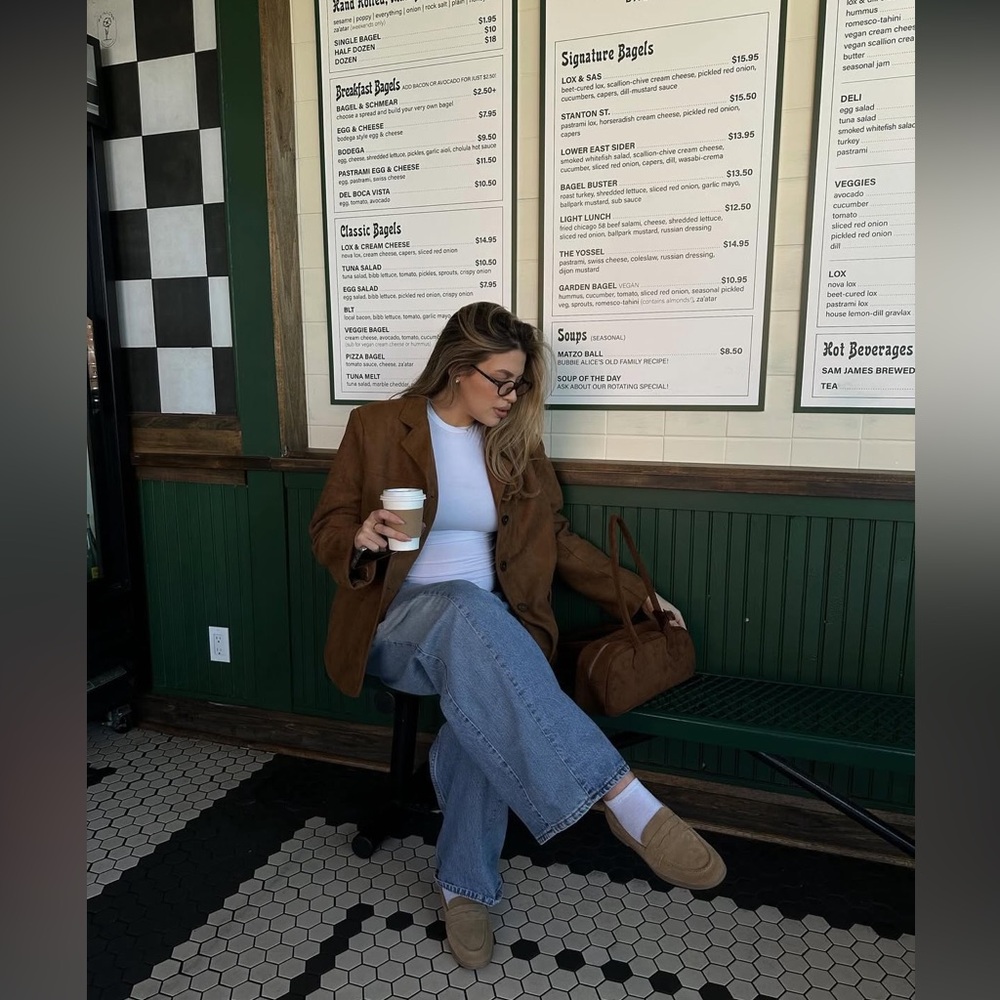 Oversized vegan suede blazer